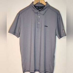 Men's Chervo Golf Polo Short Sleeve Shirt Blue And White Checkered Large